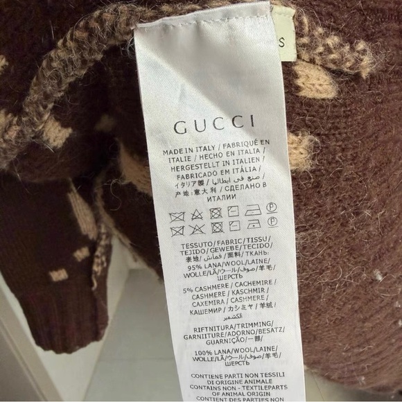 Gucci Women's Cream and Brown Logo Cardigan - Picture 5 of 6